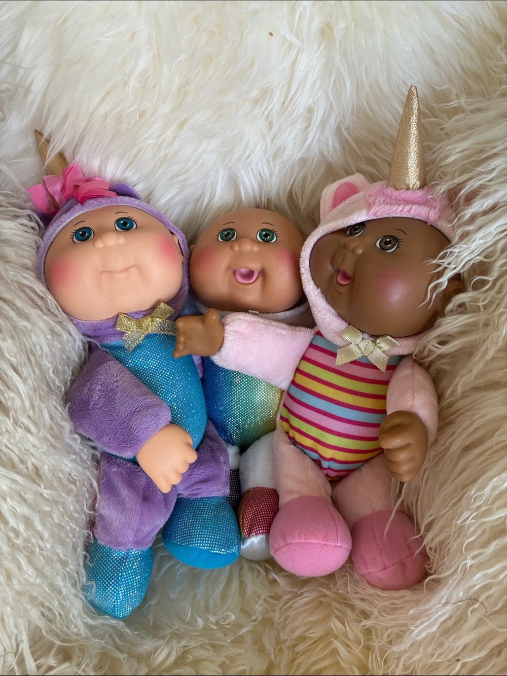 Plush Baby Unicorn Doll Trio - Pink, Purple & Multicolor